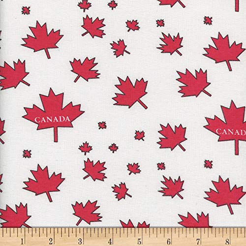 Mook Quilt Fabrics USA LP Flannel Canada Leaf Quilt Fabric, White, Quilt Fabric By The Yard