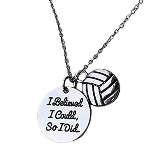 Sportybella Volleyball Charm Necklace, Volleyball Charm I Believed I Could So I Did Necklace, Volleyball Player Gifts