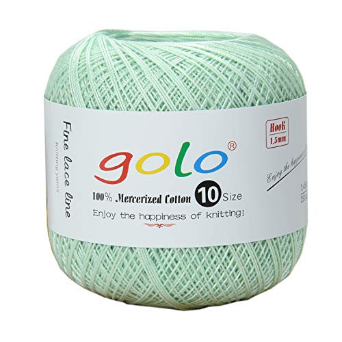 golo Cotton Crochet Thread Balls Size 10 Cotton Knitting Thread Yarn for Crochet -Mint Green-606-