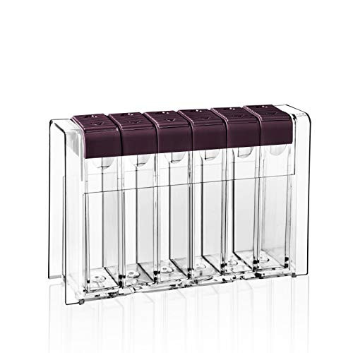 Spice Shaker Seasoning Box-Transparent Seasoning Box-Plastic Spice Dispenser-Seasoning Condiment Storage Container with Tray for Salt Sugar Cruet-Barbecue Storage Containers Spice Racks -Brown-