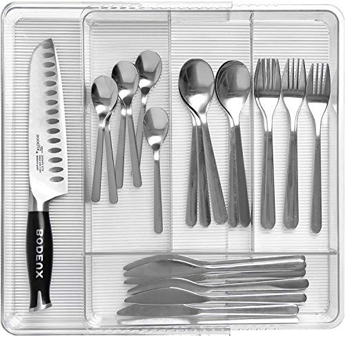 Expandable Silverware Organizer Flatware Drawer, Kitchen Cutlery Drawer Trays for Silverware, Serving Utensils, Multi-Purpose Storage for Kitchen, Office, Bathroom Supplies