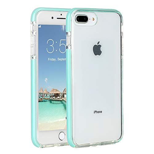 Sunluma Compatible iPhone 7 Plus Case, iPhone 8 Plus Case, Clear Transparent Back Silicone Soft Rubber Bumper Shockproof Anti-scratch Protection Cover For Apple iPhone 7 Plus/iPhone 8 Plus(Mint Green)