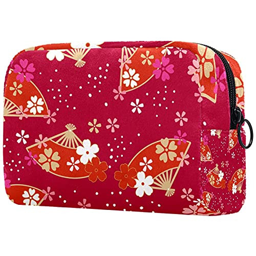 Makeup Cosmetic Bag Coin Purse Travel Cosmetic Pouch Toiletry Bag Red Fan Makeup Cosmetic Bag Coin Purse Travel Cosmetic Pouch Toiletry Bag Red Fan