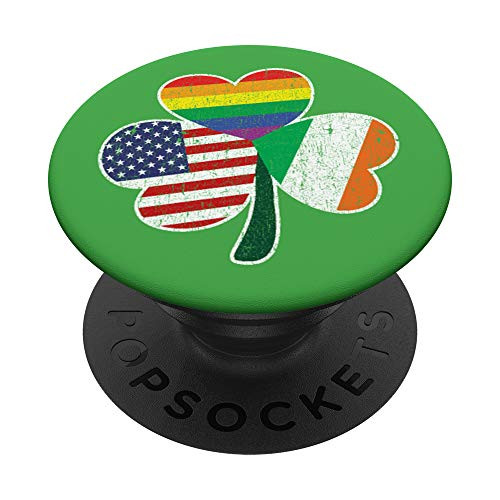 Irish American LGBTQ Flag Shamrock St. Patrick's Day PopSockets Grip and Stand for Phones and Tablets