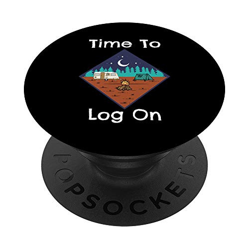 Funny Camping Retro Time To Log On Camping PopSockets PopGrip- Swappable Grip for Phones  and  Tablets