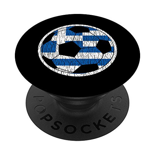 Soccer Ball With Greek Flag Distressed Design PopSockets PopGrip- Swappable Grip for Phones  and  Tablets