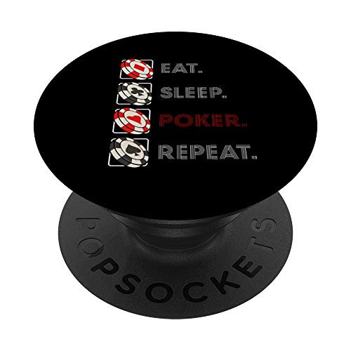 Eat Sleep Poker Repeat Gambling Funny Casino Fans PopSockets Grip and Stand for Phones and Tablets
