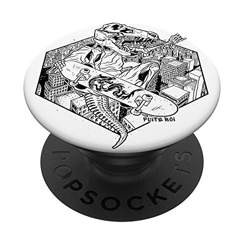 Flite Boi - Skateboards - T-Rex T. Rex Dinosaur Ink Graphic PopSockets PopGrip- Swappable Grip for Phones  and  Tablets