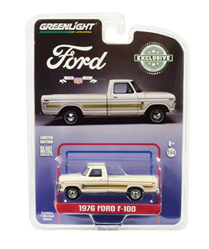 M&J 1976 Ford F-100 Pickup Truck Bicentennial Option Group Wimbledon White Hobby Exclusive 1/64 Diecast Model Car by Greenlight 29965