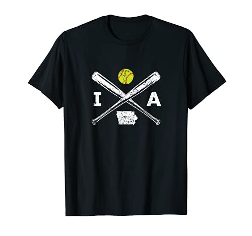 Iowa Softball Bats and Ball Retro Style Softball Player T-Shirt Iowa Softball Bats and Ball Retro Style Softball Player T-Shirt