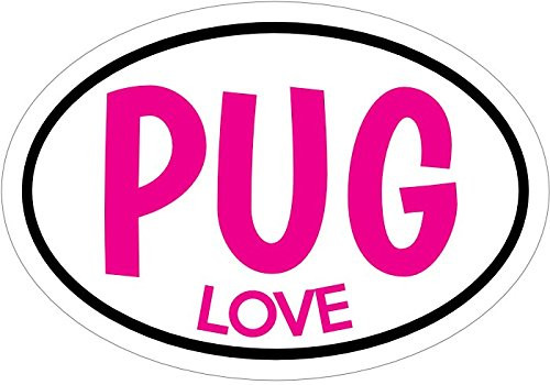 WickedGoodz Pink Pug Love Vinyl Window Decal - Dog Bumper Sticker - Perfect Pug Owner Gift