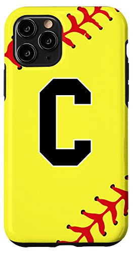 iPhone 11 Pro Softball Letter C Initial Gift Ball Player Gift for Girls Case