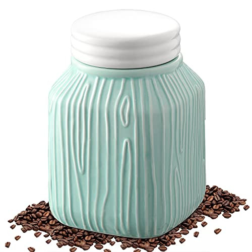 DOWAN Coffee Canister, 27 oz Ceramic Kitchen Canisters, Sugar Jar with Airtight Lid, Canister for Ground Coffee Tea Sugar Cookie and More for Kitchen Counter, Food Storage Container, Mason Mint Green DOWAN Coffee Canister, 27 oz Ceramic Kitchen Canisters, Sugar Jar with Airtight Lid, Canister for Ground Coffee Tea Sugar Cookie and More for Kitchen Counter, Food Storage Container, Mason Mint Green