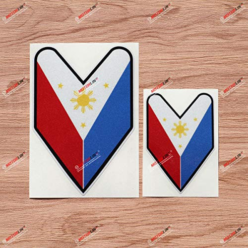 Wakaba Leaf Philippines Flag Filipino Soshinoya Car Decal Vinyl Sticker - 2 Pack Reflective, 4 Inches, 6 Inches