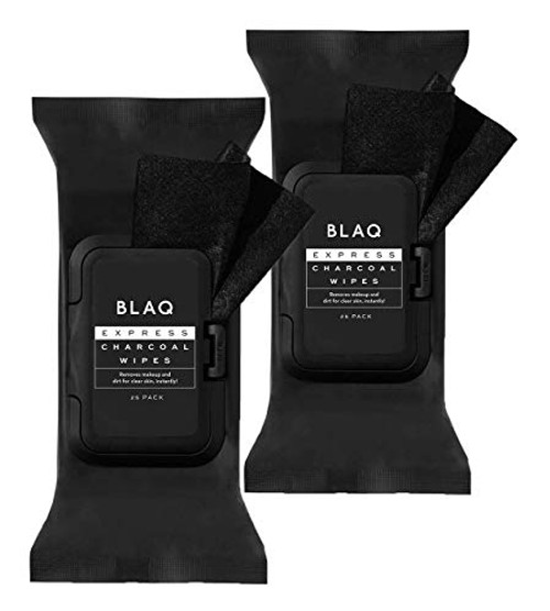 BLAQ Activated Charcoal Express Face Wipes - Super Soft Charcoal Facial Cleansing Wipes - Great as Makeup Remover Wipes, Detoxifying Face Wipes, Deep Pore Cleanser Facial Wipes - 25x2 Count BLAQ Activated Charcoal Express Face Wipes - Super Soft Charcoal Facial Cleansing Wipes - Great as Makeup Remover Wipes, Detoxifying Face Wipes, Deep Pore Cleanser Facial Wipes - 25x2 Count