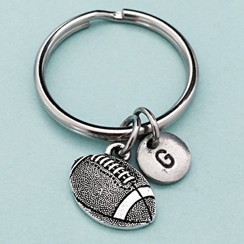 Football keychain, football charm, sports keychain, personalized keychain, initial keychain, customized keychain, monogram
