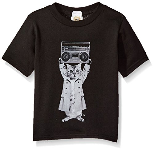 LOST GODS Boys' Toddler Say Kitty Graphic T-Shirt, Black, 4T