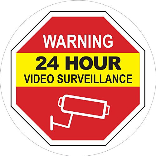 Video Surveillance Window Cling Sticker - Video Surveillance Sticker/Decal - Security Decals for Home - Under Surveillance Sticker - Inside Window Decal for Home  and  Business - 5" x 5" -1-