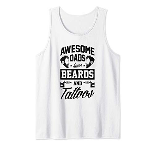 Mens Awesome Dads Have Beards And Tattoos Ink Gun Artist Gift Tank Top