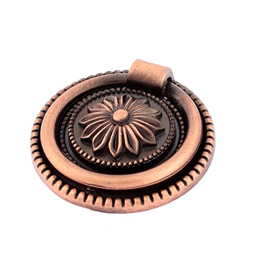 Aexit Flower Round Cabinet Hardware Head Design Dresser Cupboard Door Pull Ring Handle Round Knob Bronze Tone Pulls w Screw