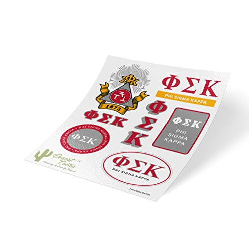 Phi Sigma Kappa Standard Sticker Sheet Decal Laptop Water Bottle Car (Full Sheet - Standard)
