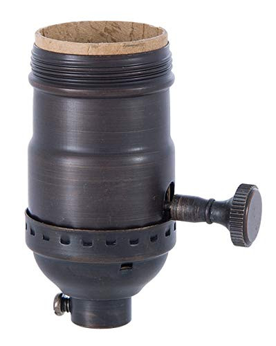 B and P Lamp Brass Turn Knob Early Electric Style Lamp Socket, Antique Bronze Finish, 3-Way Function, Uno Thread Shell