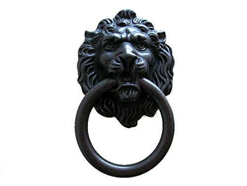 Lion Drawer Pull Lion Head Drop Cabinet Pulls Door Handles Ring Dresser Pull Knobs Drawer Knob Pulls Vintage Style Antique Brass Black Chrome Gold Bronze Pewter -Black-