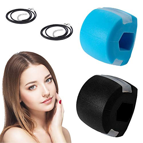Jaw Exerciser, Jaw Exercise Ball for Define Your Jawline,Define Your Jawline, Workout Trainer for Jaw, Neck, Cheeks,Slim Face Lift Chisel Chin Mouth Slimming-2 pcs-Blue and Black-