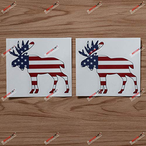 2X Glossy 4 Inches Alaska State Moose USA American Flag Decal Vinyl Sticker Car Laptop Window 2X Glossy 4 Inches Alaska State Moose USA American Flag Decal Vinyl Sticker Car Laptop Window