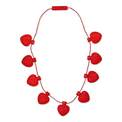 LED Light Up Red Heart Valentines Day Necklace Party Favor