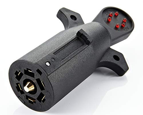 AutoSonic 7 Way Trailer Wiring Tester, 7 Pin Blade Plug with Red LED, 6 Function RV Connector Circuit Tester, Trailer Hitch Wiring Tester, RV Towing Wiring Tester, Weatherproof