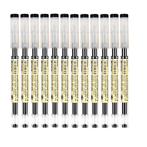 Liquid Ink Rollerball Pens Quick-Drying Gel Ink Pen Ballpoint Pens Extra Fine Point Pens 0.35 mm Japanese Style for Office School Stationery Supply 12 Pieces Black