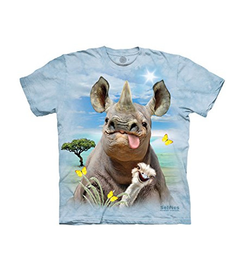 The Mountain unisex child Rhino Selfie T Shirt, Blue, Small US The Mountain unisex child Rhino Selfie T Shirt, Blue, Small US