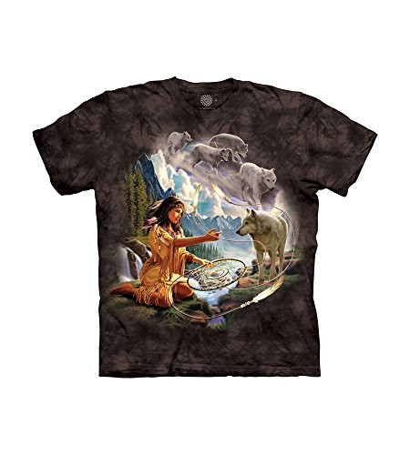 The Mountain Dreams Of Wolf Spirit Child T-Shirt, Black, Small