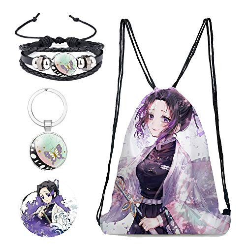 Demon Slayer Drawstring Bag Gift Set- Demon Slayer Kimetsu No Yaiba Gift Set for Anime Fans Include 1 Drawstring Bag 1 Buttons 1 Keychain and 1 Bracelet -Color I-1- Demon Slayer Drawstring Bag Gift Set- Demon Slayer Kimetsu No Yaiba Gift Set for Anime Fans Include 1 Drawstring Bag 1 Buttons 1 Keychain and 1 Bracelet -Color I-1-