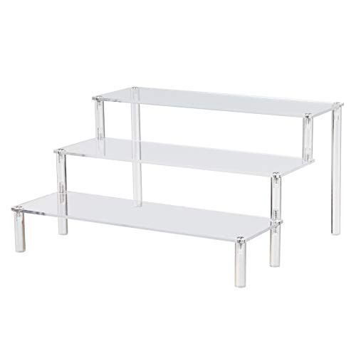 BYCY Clear Acrylic Display Stand Perfume Display Stand, 3 Tier Desserts Holder,3 Tier Cupcake Display Risers Steps for Organizer and Decoration