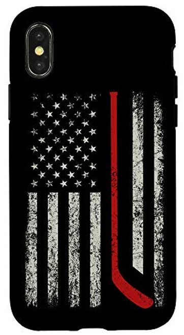 iPhone X/XS Patriotic AMERICAN FLAG Ice Hockey Gift Hockey Player Fan Case
