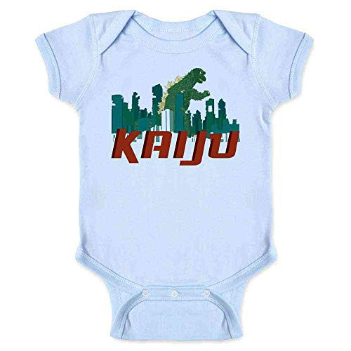 Pop Threads Kaiju Destroying The City Light Blue 6M Infant Baby Boy Girl Bodysuit