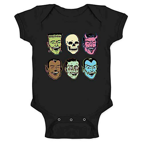 Pop Threads Retro Monster Party Zombie Halloween Costume Black 6M Infant Baby Boy Girl Bodysuit