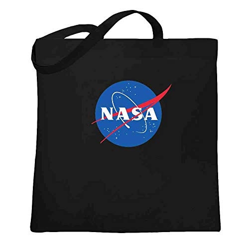 NASA Approved Meatball Logo Graphic Space Vintage Black 15x15 inches Large Canvas Tote Bag Women
