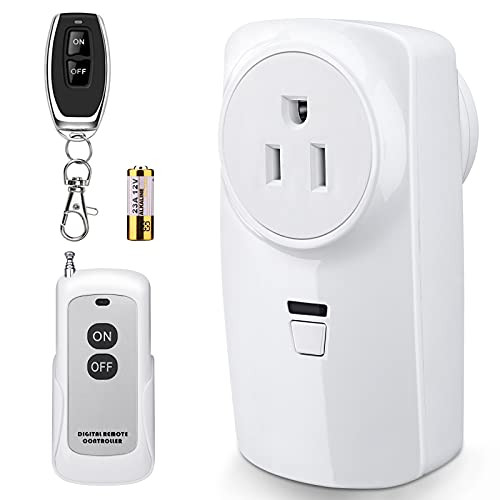 Electop Remote Control Outlet Plug with 2 Wireless Remotes-984ft  and  328ft Long Range-, Wireless Remote Control Electrical Outlet Switch Light Switch Kit for Lamps, Fans, Pumps, Household Appliances