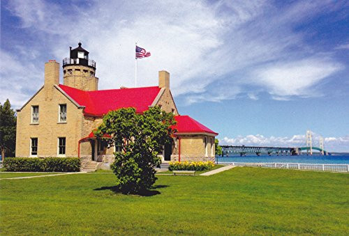 LIGHTHOUSES14 - OLD MACKINAC POINT LIGHT MACKINAW CITY, MICHIGAN - - Another Beautiful LIGHTHOUSE POSTCARD from HibiscusExpress LIGHTHOUSES14 - OLD MACKINAC POINT LIGHT MACKINAW CITY, MICHIGAN - - Another Beautiful LIGHTHOUSE POSTCARD from HibiscusExpress