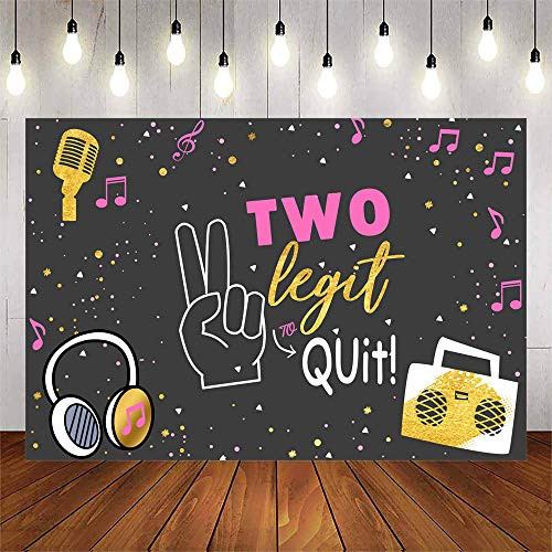 Avezano Two Legit to Quit Birthday Backdrop Hip Hop Two Birthday Party Decoration Girls 2nd Birthday Party Dessert Table Banner -7x5ft- Avezano Two Legit to Quit Birthday Backdrop Hip Hop Two Birthday Party Decoration Girls 2nd Birthday Party Dessert Table Banner -7x5ft-