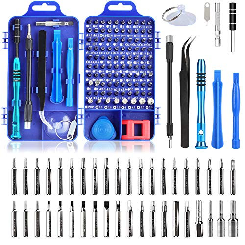 Apsung 110 in 1 Precision Screwdriver Set with Slotted, Phillips, Torx and  More Bits, Non-Slip Magnetic Electronics Tool Kit for Repair iPhone, Android, Computer, Laptop, Watch, Glasses, PC etc -Blue-