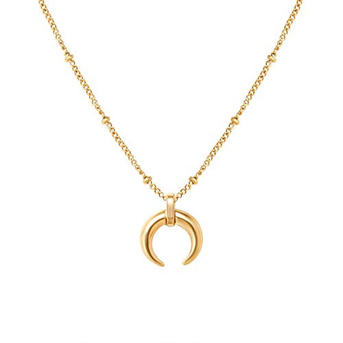 Tiny Horn Choker Crescent Moon Pendant Necklace for Women Girls Men 925 Sterling Silver 14K Gold Plated Open Heart Karma Full Waning Half Moon Boho Ball Bead Chain Minimalist Delicate Jewelry Gift Tiny Horn Choker Crescent Moon Pendant Necklace for Women Girls Men 925 Sterling Silver 14K Gold Plated Open Heart Karma Full Waning Half Moon Boho Ball Bead Chain Minimalist Delicate Jewelry Gift