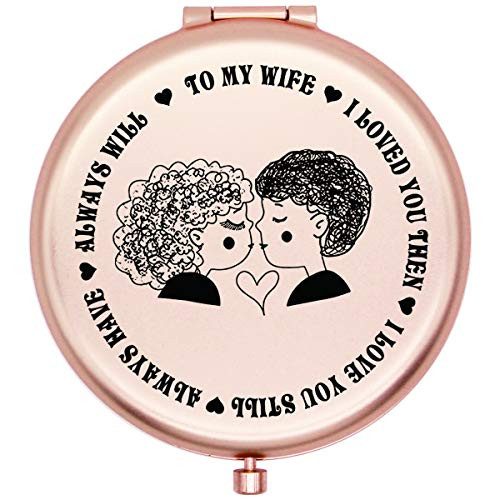 Muminglong Frosted Compact Mirror for Wife from Husband Birthday, Anniversary?Valentine's Day Ideas for Wife- Lovers er