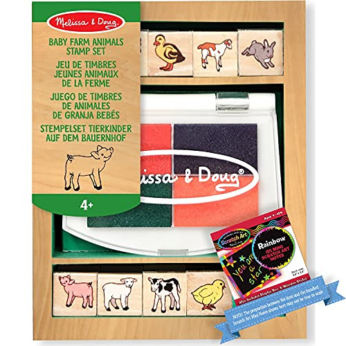 Melissa and Doug Baby Farm Animals- Wooden Stamp Set plus Free Scratch Art Mini-Pad Bundle -16391- Melissa and Doug Baby Farm Animals- Wooden Stamp Set plus Free Scratch Art Mini-Pad Bundle -16391-