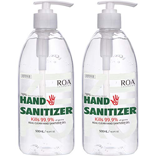 Moisturizing Hand Sanitizer Gel Pump, 70 percent Alcohol - 500ml - 2 PACK -