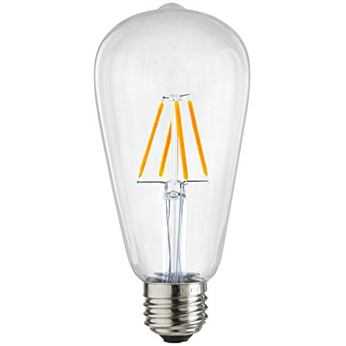 Sunlite 80150-SU Vintage S19 Edison 4W LED Antique Filament Style Light Bulb Medium E26 Base 40W Incandescent Replacement Lamp 1 Pack 27K - Warm White