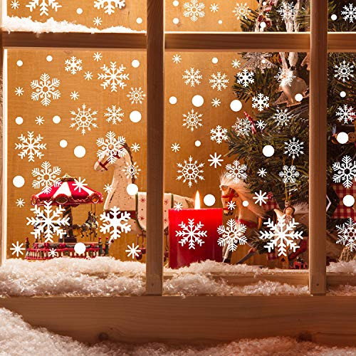 Boao 720 Pieces Christmas Snowflake Window Clings Christmas Window Stickers Snowflakes Decal clings Decoration for Winter Christmas Window Ornaments New Year Party Supplies, 14 Sheets